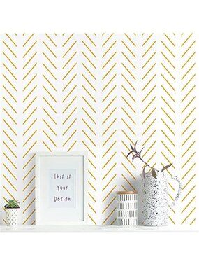 Yellow White Herringbone Peel Stick Wallpaper Removable Geometric Contact Paper